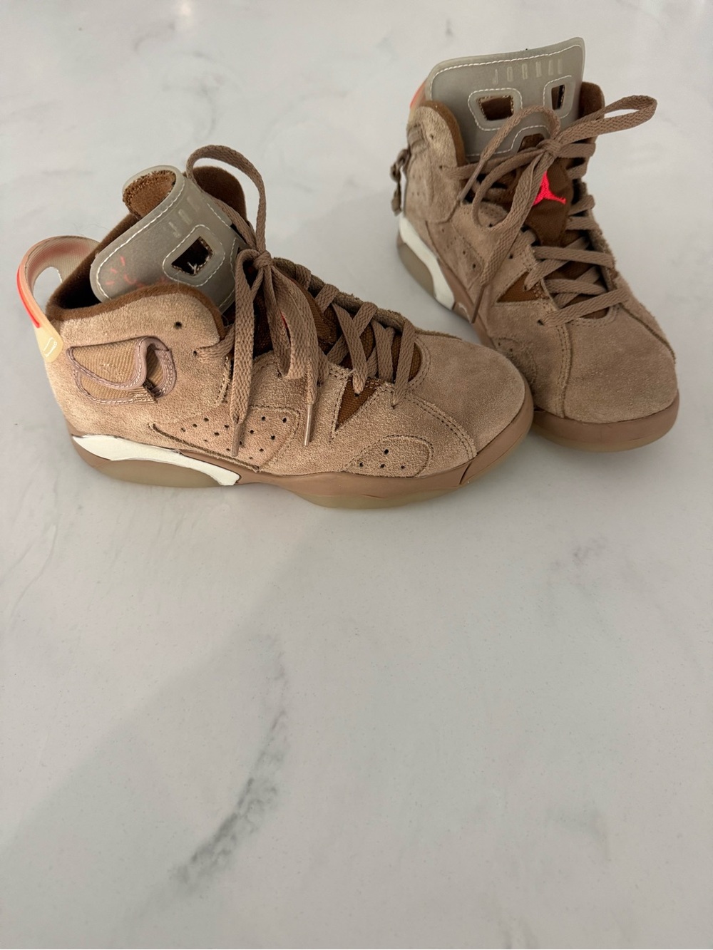 Jordan Kids Sneakers with Gum Soles and Red Jumpman Logos